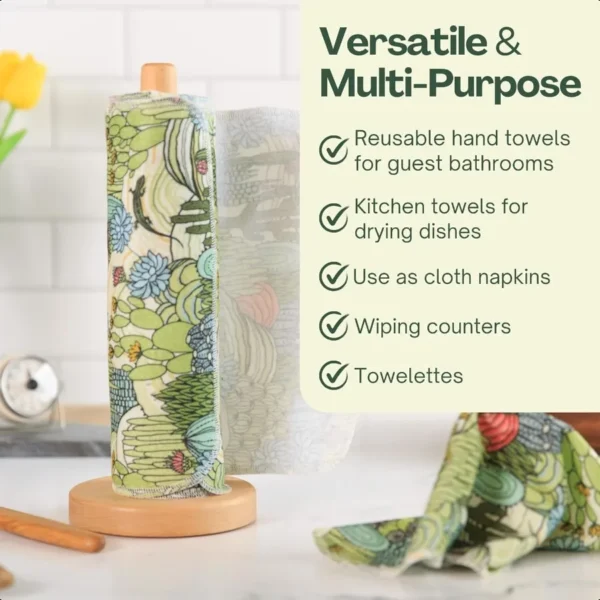 Reusable Paper Towels 12"x10 Soft Absorbent 100% Cloth Paper TowelsWashable Paper Towels Rolls w Cardboard RollReusable Napkins - Image 3