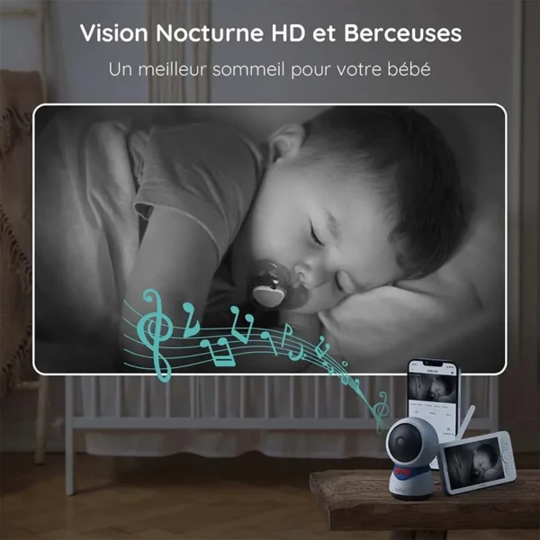BOIFUN 1080P 5" Baby Monitor Camera, PTZ 355°Camera Baby Motion Monitoring and Automatic Tracking, Monitor and Smartphone - Image 6