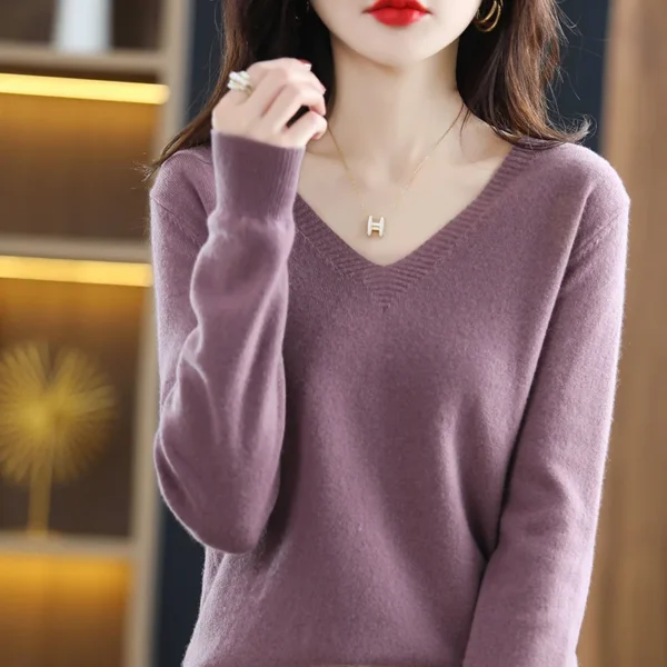 Women Sweater 2025 Spring Autumn Warm Winter Slim Fit Bottoming Shirt  V-neck Korean Knitted Tops Casual High Strecth Jumpers - Image 11