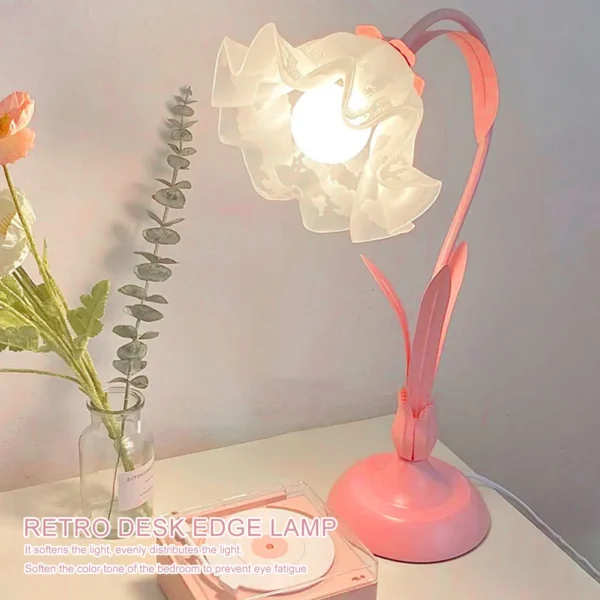 LED Night Light French Romantic White Glass Decorative Lamp Cream Style Pastoral Country Acrylic Eye Protection for Home Bedroom - Image 2