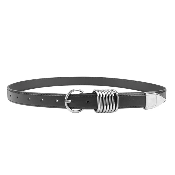 Belt for women niche design high sense of everything embellished with jeans with wire loop pin buckle belt black - Image 2