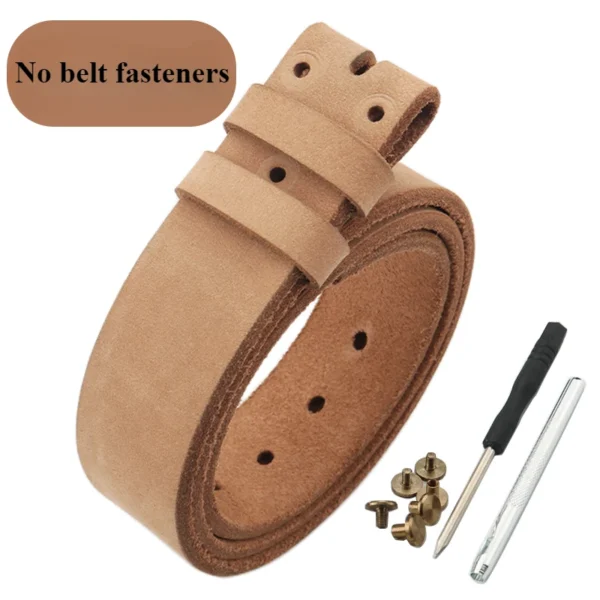 Leather Belt for Men Made From Genuine Whole Cowhide, Trimmed Edge Belt, Cowhide in Natural Color, Casual and Retro Style, - Image 7