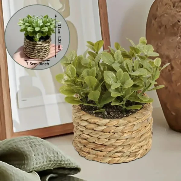 Potted Plant Small Fake Plants Indoor Home Decor Decorative Pot for Living Room Office Decoration Realistic Faux Greenery - Image 2