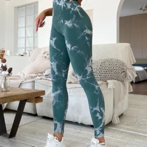Women Leggings High Waist Tummy Control Yoga Pants Seamless Peach Hip-Lifting Sport Leggings for Fitness Dark Green L