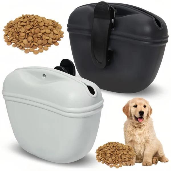 Pet Treats Bag - Leak-proof silicone training bag with buckle clip, portable outdoor feeding training dog-tan