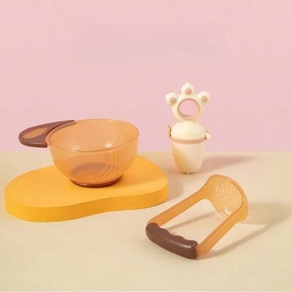 2/3 Pcs Baby Food Grinding Bowl Set Manual Fruit Puree Maker Food Processing Bowl & Grinder With Baby Fruit Feeder Pacifier - Image 5
