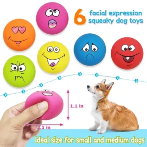 6Pcs Smile Face Squeaky Dog Toys Soft Latex Dog Squeaky Toys Bouncy Cute Face Pet Dog Toys for Small Medium Puppy Pet Dogs