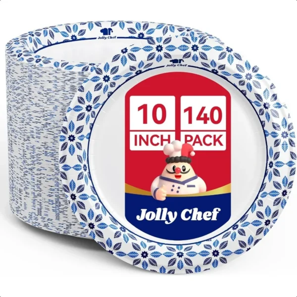 10 inch Disposable Paper Plates 140 Count Soak Proof Cut Proof Heavy Duty Paper Plates for Everyday Use