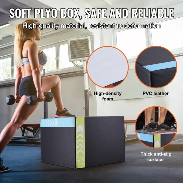 VEVOR 3 in 1 Foam Plyometric Jump Box Jumping Exercise Jumping Trainer Agility Anti-Slip Fitness  Step Up Box Home Gym Training - Image 4