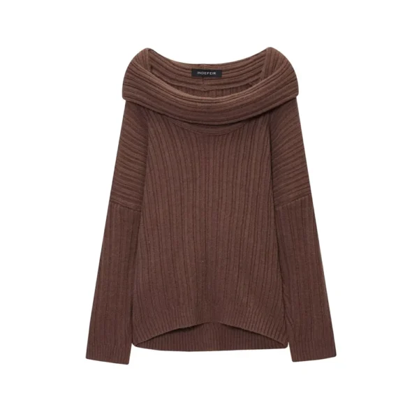 Women's Sweater 2025 New Fashion Summer Slouchy Off-the-shoulder Knit Sweater for Women Casual Chic Ladies Knit Sweater - Image 7