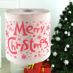Merry Christmas Toilet Paper Roll Printed Non Fade Safe Hygienic Soft Comfortable Use Home Bathroom Table Tissue