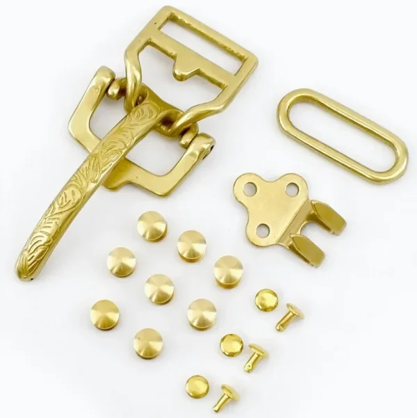 40mm Belt Buckle for Men Solid Brass Cavalry Waistband Buckles Rivet Screws Belts Clip Clasp Leather Band Head  Hook Accessories - Image 7
