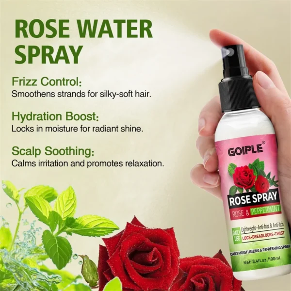 Rose Peppermint Shampoo with Hair Care Spray Moisturizing & Nourishing Conditioner Product Shampoo and Conditioner Set for Women - Image 4
