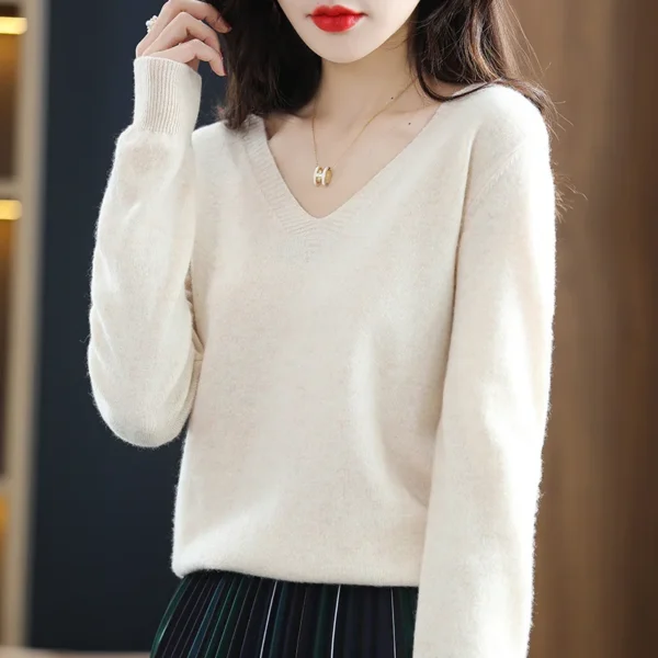Women Sweater 2025 Spring Autumn Warm Winter Slim Fit Bottoming Shirt  V-neck Korean Knitted Tops Casual High Strecth Jumpers - Image 8