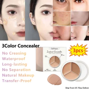 3PCS 3color Concealer Palette Waterproof No Creasing/Separation Long-lasting Correct Dark Circles Spots Concealer Natural Makeup