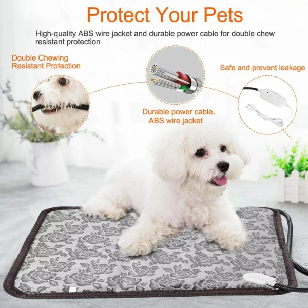 Pet Heated Mat Dog Temperature Adjustable Dog Heating Pad Waterproof Electric Heating Pad Timer Dog Sleeping Supply waterproof ﻿