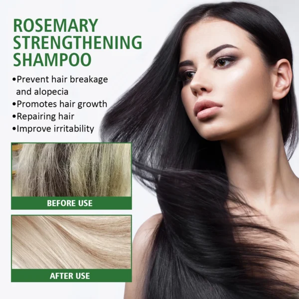 Rosemary Shampoo Anti Hair Loss Fluffy Hair Oil Control Nourish Scalp Repair Dry Frizzy Damaged Hair Strengthening Roots Shampoo - Image 2