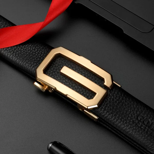 GOLF Men Belts Real Leather Black Man Belt Automatic Buckle 130cm Fashion Mens Trousers Belt Waist 110 120cm Mens Gifts with Box - Image 5