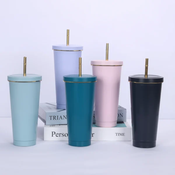 25oz Insulated Water Bottle, Wide Mouth Stainless Steel Tumbler With Lid, Leak Proof Double Wall Vacuum Flask, 24h Cold, Silicon