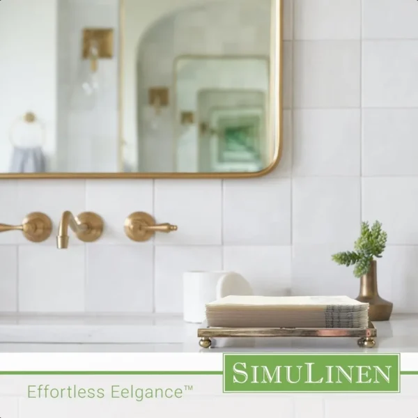 SimuLinen Silver Floral Paper Towels for Bathroom Luxury Folded Soft and Absorbent Disposable Towels 12"x17" 100ct Made in USA - Image 2