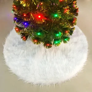 Christmas Tree Skirt Round Faux Fur Christmas Tree Skirt Fluffy Xmas Tree Skirt Decorations for Merry Christmas Party