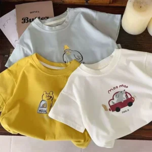 New Cartoon T-shirt For Boys Baby Print T-shirt Fashionable Casual Loose Sports T-shirt Children's Summer Short Sleeved Top