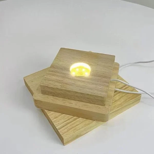5/6/7/8/9/10CM Led Solid Wood Lamp Square Night Light Usb Lamps Holder Diy Lights Holder Desktop Ornaments Decorative Lamp - Image 3