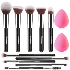 Makeup Brushes Set Professional Foundation Eyeshadow Concealer Blush Powder Bronzer Applicator 2 Blender Sponge with Beauty Pap