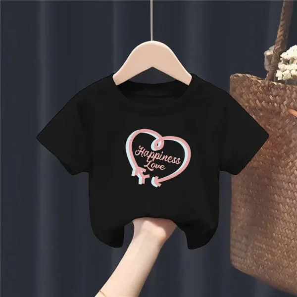 New Summer Tops for Children, Round-neck Short-sleeved Base Shirts for Both Boys and Girls Kids Clothes - Image 4
