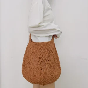 Fashion Knitted Shoulder Bags for Women Large Capacity Shopping Crossbody Bags