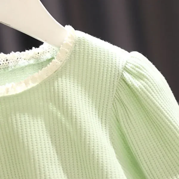 Baby Girl T-Shirts Plaid Bottoming Shirt Girl Baby Summer Korean New Girl Lace Short-sleeved T-shirt Children's Clothing - Image 6