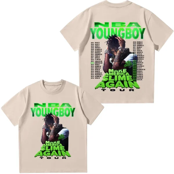 YoungBoy Never Broke Again 2025 Tour T-shirts 2025 Hip Hop Vintage Top Oversized Streetwear Women Men High Quality Cotton Tshirt - Image 3