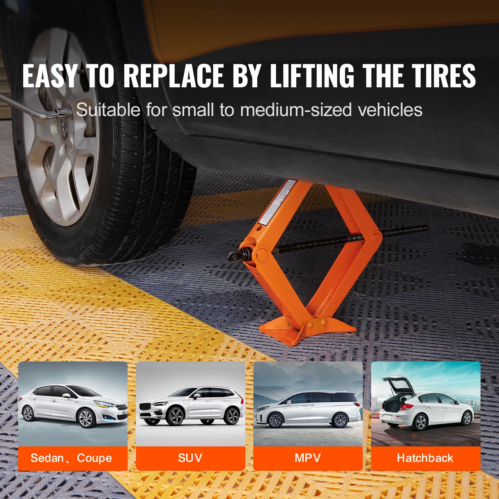 SucceBuy Scissor Jack 2.5 Ton/5512 lbs Scissor Car Jack 3.7"-17.1" Lifting Range Scissor Lift Jack Portable Tire Jack for Car - Image 2