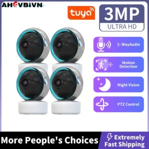 3MP Tuya Smart Life Webcam Smart Mini Audio Auto Tracking Indoor Baby Monitor Private Mode Security CCTV WiFi PTZ Home IP Camera
