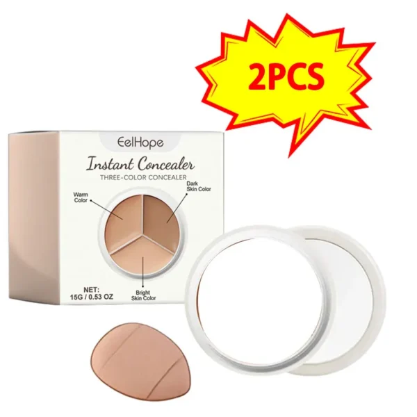 2PCS 3color Concealer Palette Correct Dark Circles Spots Concealer Waterproof No Creasing/Separation Long-lasting Natural Makeup - Image 7