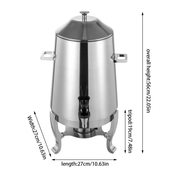 13L Commercial Hot Beverage Dispenser: 400W Electroplated Stainless Steel w/ 35-85℃ Thermostat - 110V US Plug - Image 7