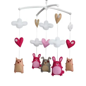 Hanging Baby Toys Colorful Dr Crib Mobile [Rabbit Pig and Dog]