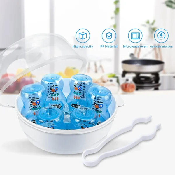 Microwave Steam Steriliser for Baby Bottles High Temperature Microwave Steam Nipple Sterilizer Baby Bottle Holder Storage - Image 4