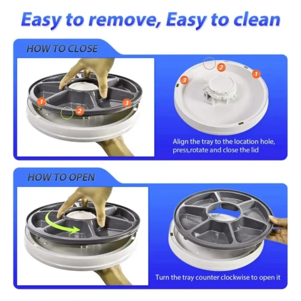 Automatic Feeder Pet Dog Round Timing Feeder 6 Meals 6 Grids Cat Dog Electric Dry Food Dispenser 24 Hours Feed Pet Supplies - Image 2