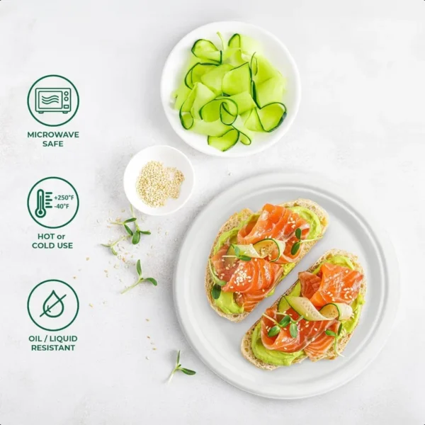 Paper Plates Disposable 10" Plate Biodegradable Sugarcane Fiber Dinner Plates Heavy Duty Dinnerware for Hot Food Microwave and - Image 5