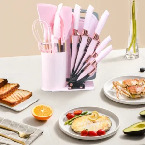 20pcs Heat-Resistant Silicone Kitchen Utensil Set with Wooden Handles Knives  Soup Spoon with Scissors Hassle-Free Cooking