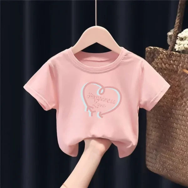 New Summer Tops for Children, Round-neck Short-sleeved Base Shirts for Both Boys and Girls Kids Clothes - Image 3