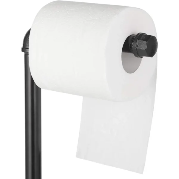Heavy Duty Freestanding Toilet Paper Holder | Industrial Bathroom Tissue Roll Dispenser Stand with Base, Black - Image 4