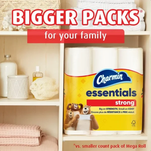 Essentials Strong Toilet Paper 9 Mega Rolls = 36 Regular Rolls - Image 6