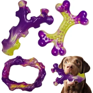 Tough Dog Toys for Aggressive Chewers 3 Pack Indestructible Dog Toy for Large Dogs Bacon Flavored Keeps Dogs Busy