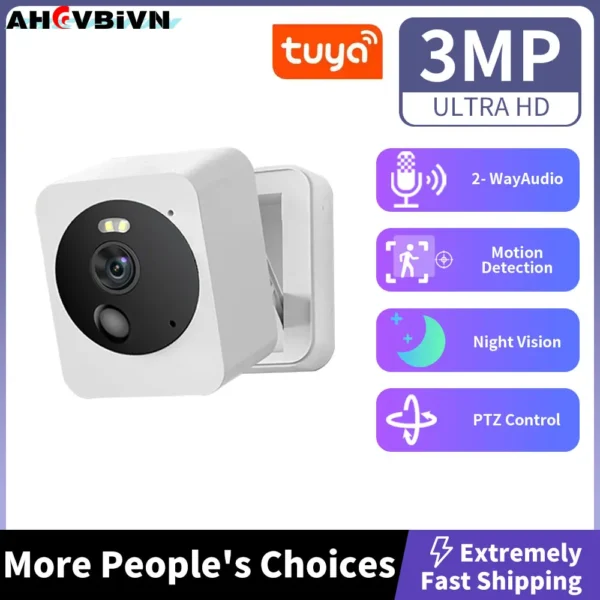3MP Wifi Security Camera Baby Monitor Smart Life Home Outdoor Color Night Vision Wireless CCTV Waterproof Two Way Audio CamTuya