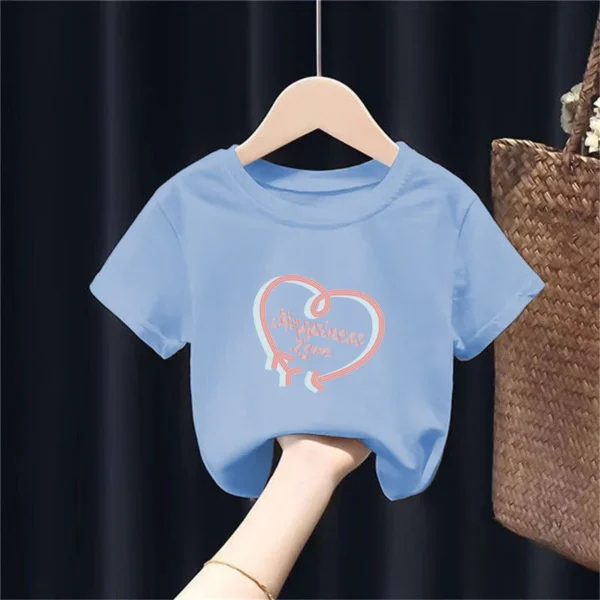 New Summer Tops for Children, Round-neck Short-sleeved Base Shirts for Both Boys and Girls Kids Clothes - Image 6