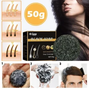 Black Shampoo Bar Moisturize Nourish Darkening Hair Soap  Repair Gray White Color Dye Face Hair Body Shampoo For Man Women