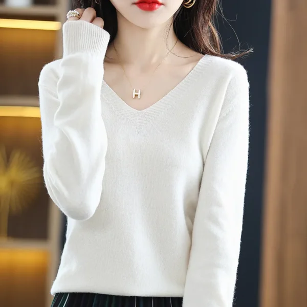 Women Sweater 2025 Spring Autumn Warm Winter Slim Fit Bottoming Shirt  V-neck Korean Knitted Tops Casual High Strecth Jumpers - Image 15