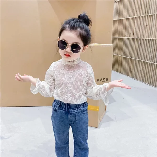Baby Girl Princess Lace Shirt Infant Toddler Child Tshirt Long Sleeve Girl Blouses Top Spring Autumn Summer Baby Clothes 1-7Y - Image 3